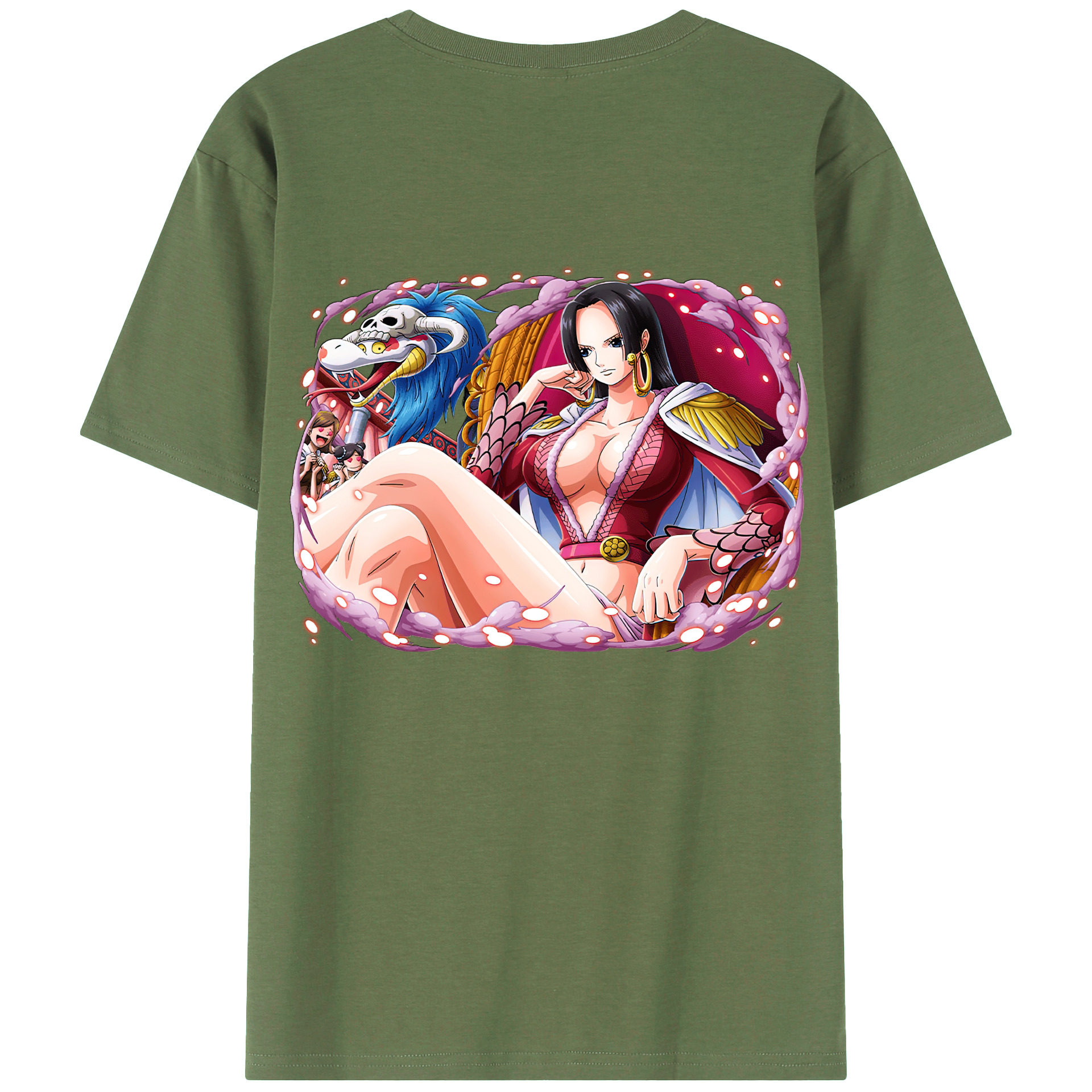 ワンピース ボア・ハンコック ONE PIECE Boa·Hancock 綿100％ メンズ半袖Tシャツ（バックプリント） 通気性